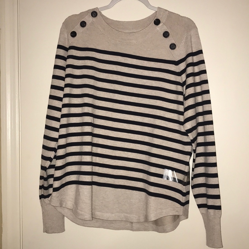 Liz Claiborne tan and black striped sweater